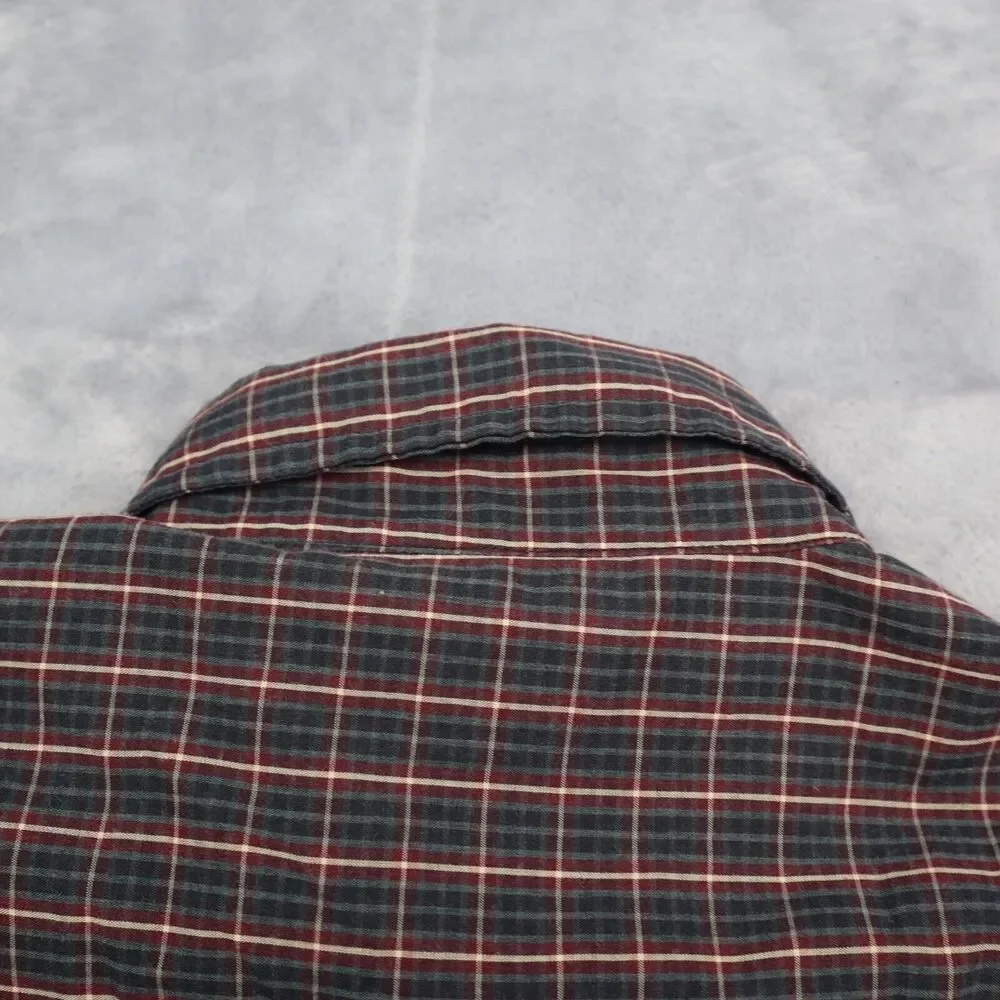 Dockers Shirt Men Large Red Blue Plaid Wrinkle Free Long Sleeve Button Up Casual - Picture 15 of 16